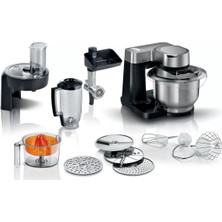 Siyah Premium Hamur Yoğurma Kıyma Çekme ve Blender Aparatlı Çok Fonksiyonlu Mutfak Robotu 50 Hz / 6