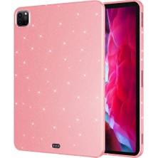 noktaks - Apple iPad Pro 11 2022 M2 - Tablet Kılıfı Simli Parlak Görünümlü Koton Kılıf - Pembe