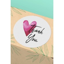 Xox Shops Kuşe Sticker   Ürün Teşekkürler Etiketi Pembe Kalpli - 90 Adet - ST2045