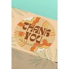 Xox Shops Thank You Sticker Kuşe  Ürün Teşekkürler Etiketi Kahverengi Turuncu - 90 Adet - ST2054