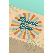 Xox Shops Kuşe Thank You Sticker Teşekkürler   Etiketi Turuncu Sarı - 90 Adet - ST2060