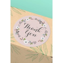 Xox Shops Kuşe Sticker    Teşekkürler Etiketi Pembe Çiçek Desen - 90 Adet - ST2042