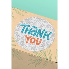 Xox Shops Kuşe Thank You Sticker Teşekkürler Ürün Etiketi Yeşil Turuncu Paket Etiketi - 90 Adet - ST2085