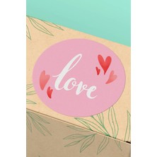 Xox Shops Kuşe Thank You Sticker Teşekkürler  Ürün Etiketi Pembe Kalpli Love - 90 Adet - ST2090