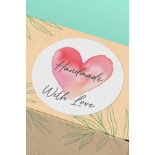 Xox Shops Kuşe Sticker  Teşekkürler Etiketi Kalpli Hand Made With Love - 90 Adet - ST2044