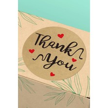 Xox Shops Thank You Sticker Teşekkürler   Etiketi Kraft Görünümlü Kalpli - 90 Adet - ST2068