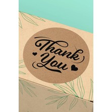 Xox Shops Thank You Sticker Teşekkürler Kuşe  Etiketi Kraft Görünümlü Kalpli - 90 Adet - ST2084
