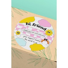 Xox Shops Thank You Sticker Teşekkürler Etiketi Desenli Hi Friend  Etiketi - 90 Adet - ST2078