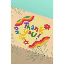 Xox Shops Kuşe Thank You Sticker Teşekkürler Etiketi Renkli Çiçekli  Etiketi - 90 Adet - ST2079