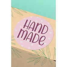 Xox Shops Sticker Pembe Kalpli Handmade Yazılı  Ürün  Etiketi - 90 Adet - ST2349