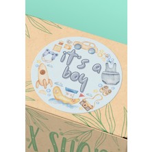 Xox Shops Cinsiyet Parti Sticker Boy And Girl Mavi Sticker Yapışkanlı Etiket - 3x3 cm 90 Adet - ST2422