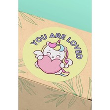 Xox Shops Thank You Sticker Teşekkürler Etiketi Sarı Kalpli Unicorn  Etiketi - 90 Adet - ST2215