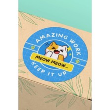 Xox Shops Sticker Teşekkürler Etiketi Mavi Kedi Amazing Work Yazılı  Etiketi - 90 Adet - ST2218