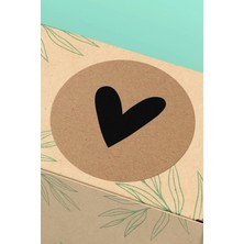 Xox Shops Thank You Sticker Kraft Görünümlü Siyah Kalp  Ürün  Etiketi - 90 Adet - ST2341