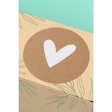 Xox Shops Thank You Sticker Kraft Görünümlü Beyaz Kalp  Ürün  Etiketi - 90 Adet - ST2342