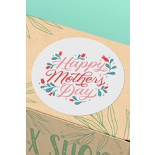Xox Shops Happy Mothers Day Yazılı Çiçekli Anneler Günü Hediye Sticker  Etiketi - 90 Adet - ST2378