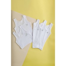 Katia & Bony Kız Çocuk Taş Baskılı 5 li Paket Kalın Atlet Beyaz