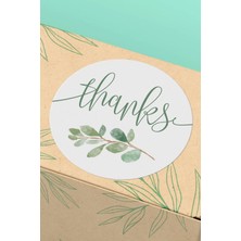 Xox Shops Thank You Sticker Teşekkürler Paketleme Ambalaj Etiketi Yeşil Çiçekli - 90 Adet - ST2003