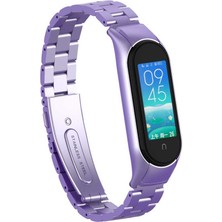Coolacs Xiaomi Mi Band 6 ile Uyumlu Bakla İşlemeli Metal Kordon
