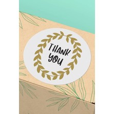 Xox Shops Thank You Sticker Teşekkürler Paketleme ve Ürün Etiketi Çiçek Çerçeve Siyah - 90 Adet - ST2014