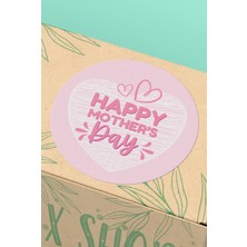 Xox Shops Happy Mothers Day Pembe Kalpli Hediye Sticker Kargo Paketleme Etiketi - 90 Adet - ST2394
