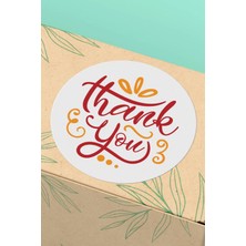 Xox Shops Thank You Sticker Teşekkürler Paketleme ve Ürün Etiketi Kırmızı Turuncu - 90 Adet - ST2023