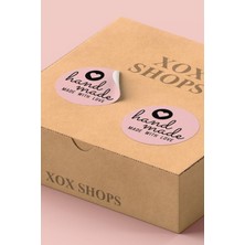 Xox Shops Pembe Handmade Wıth Love Yazılı Ambalaj Paketleme Etiket Kuşe - 90 Adet - ST2174