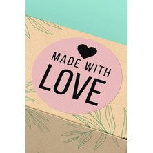 Xox Shops Pembe Made Wıth Love Yazılı Ambalaj Paketleme Kargo Etiketi Kuşe - 90 Adet - ST2176