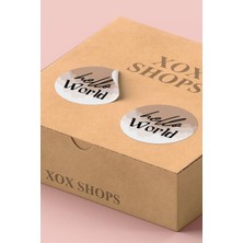 Xox Shops Kahverengi Hello World Yazılı Ambalaj Kargo Paketleme Etiketi - Kuşe 90 Adet - ST2139