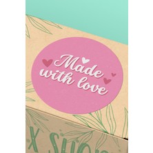 Xox Shops Made With Love Pembe Kalpli Ürün Paketleme Ambalaj Sticker Etiket - 90 Adet - ST2405