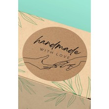 Xox Shops Sticker Kraft Görünümlü Handmade Wıth Love Ambalaj Paketleme Kargo Etiketi - 90 Adet - ST2276