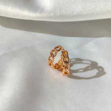 Kilig Jewelry Kadın Vip Çelik Gold Burgu Taş Detay Küpe 15MM