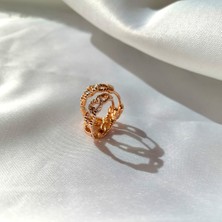 Kilig Jewelry Kadın Vip Çelik Gold Burgu Taş Detay Küpe 15MM