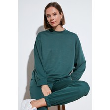 Lela Streş Bisiklet Yaka Oversize Fit Oysho Kumaş Sweat Kadın Sweat 5865879