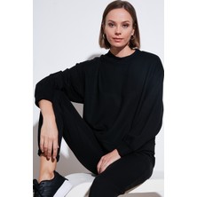Lela Streş Bisiklet Yaka Oversize Fit Oysho Kumaş Sweat Kadın Sweat 5865879