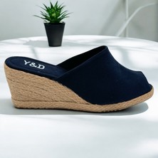 Yd Shoes 7cm Dolgu Topuk Keten Terlik El Yapımı Üretim