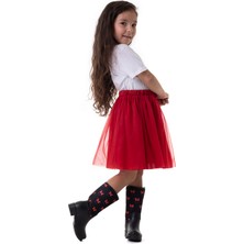 Saltare Kız Çocuk Kırmızı Etek Kırmızı Saten Taç 23 Nisan 29 Ekim Parti Gösteri Eteği Red Tutu Skirt