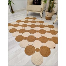 Jüt Hasır Görünümlü Desenli Modern El Örgüsü Dikdörtgen Halı Kilim