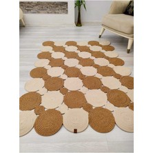 Jüt Hasır Görünümlü Desenli Modern El Örgüsü Dikdörtgen Halı Kilim