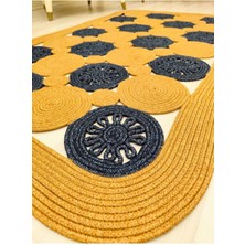 Jüt Hasır Görünümlü Desenli Modern El Örgüsü Dikdörtgen Halı Kilim