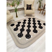 Jüt Hasır Görünümlü Desenli Modern El Örgüsü Dikdörtgen Halı Kilim