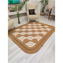 Jüt Hasır Görünümlü Desenli Modern El Örgüsü Dikdörtgen Halı Kilim