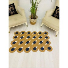 Jüt Hasır Görünümlü Desenli Modern El Örgüsü Dikdörtgen Halı Kilim