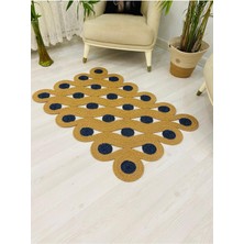 Jüt Hasır Görünümlü Desenli Modern El Örgüsü Dikdörtgen Halı Kilim