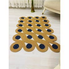 Jüt Hasır Görünümlü Desenli Modern El Örgüsü Dikdörtgen Halı Kilim