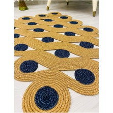 Jüt Hasır Görünümlü Desenli Modern El Örgüsü Dikdörtgen Halı Kilim