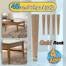 Badem10 Elit Plastik Sehpa Ayağı 45 cm Mobilya Ayak Zigon Gold Altın Renk Ayak Mutfak Yemek Masası 4 Adet