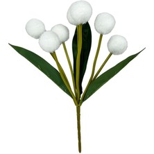 Nettenevime Yapay Çiçek Beyaz Pompon Çiçeği Dekoratif Yapay Çiçek 30x20cm