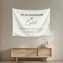Vagonik Kişiye Özel Doğum Günü Happy Birthday Duvar Örtüsü Duvar Halısı Birinci Kalite Kumaş