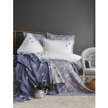 Apricitas Home  Çift Kişilik Albatros İndigo Timeless Yatak Örtüsü Nevresim Prime Set